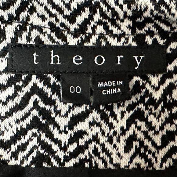 Theory Joean Herringbone Leather Trim Moto Jacket Women Size 00 Y2K Biker Retro - Picture 4 of 7